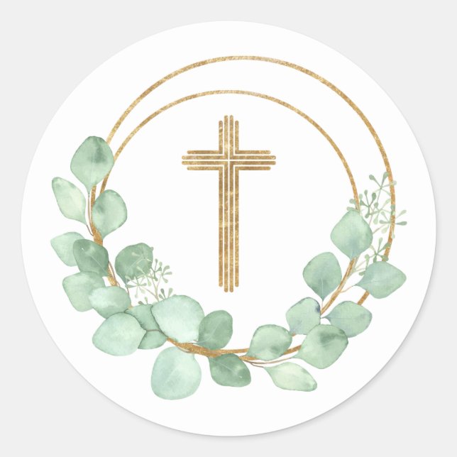 Sticker Rond Première communion d'Eucalyptus (Devant)
