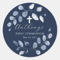 Première communion feuille bleue