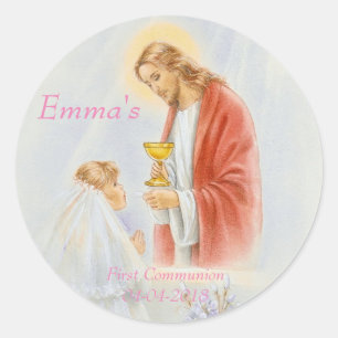 Sticker Rond Première communion filles