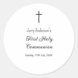 Sticker Rond Première communion sacrée catholique simple QR min