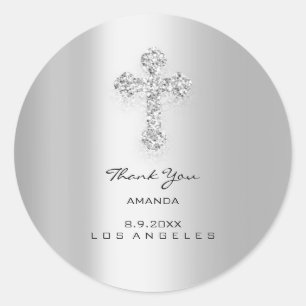 Sticker Rond Première Communion Sainte Croix-Chrétienne Gris Ar