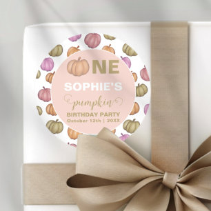 Sticker Rond Première fête d'anniversaire d'automne pour un béb