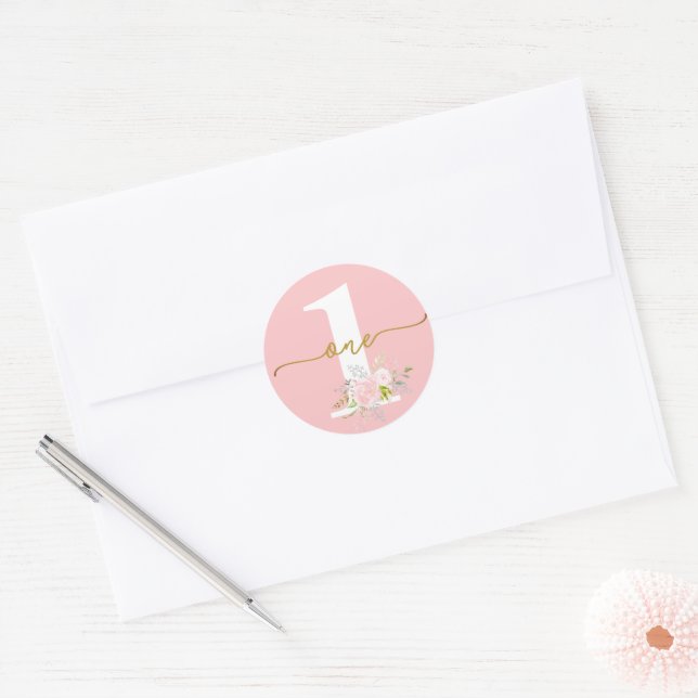 Sticker Rond Première fille Anniversaire Little Miss ONEderful  (Enveloppe)
