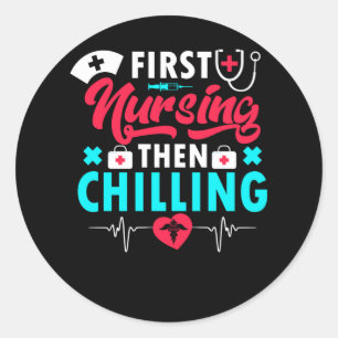 Sticker Rond Première infirmière puis refroidissement - infir