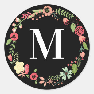 Sticker Rond Première personnalisation de la couronne florale