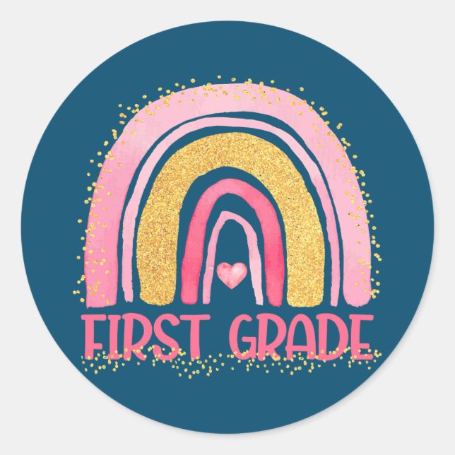 Sticker Rond Première qualité Arc-en-ciel Aquarelle Enseignants (Devant)