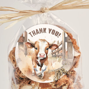 Sticker Rond PREMIÈRE RODÉE Wild West Bull Cowboy 1er anniver