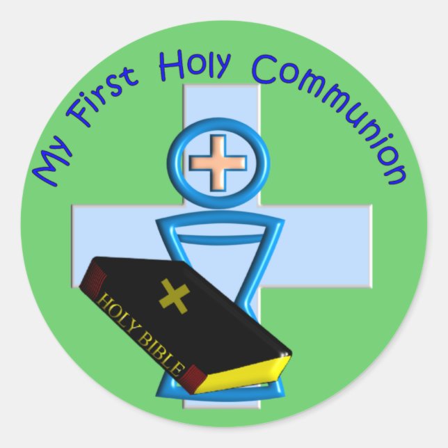 Sticker Rond Premiers cadeaux de sainte communion pour des (Devant)