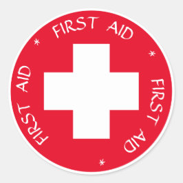 Sticker Rond Premiers soins - Médic (croix) - Ambulance, Aide