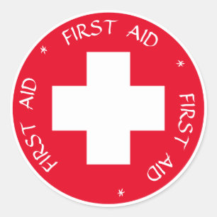 Sticker Rond Premiers soins - Médic (croix) - Ambulance, Aide