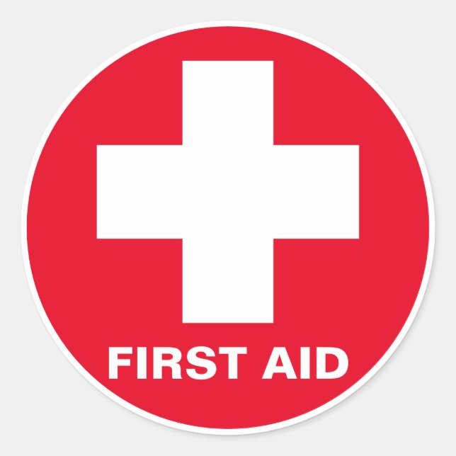Sticker Rond Premiers soins - Médic (cross) - Ambulance, Aide d (Devant)