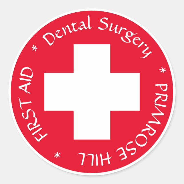Sticker Rond Premiers soins - Médic (cross) - Ambulance, Aide d (Devant)
