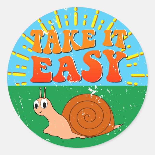 Sticker Rond Prenez-Le Facile Mange Snail Sunburst Distorsion (Devant)
