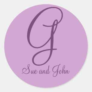Sticker Rond Prénoms et Dernier Mauve G initial