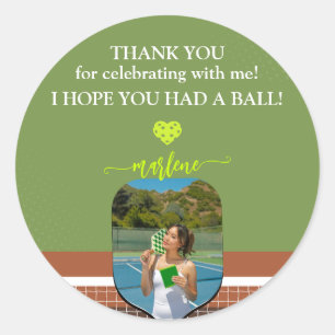 Sticker Rond Préparation de Raquette de Pickleball Photo Dink F