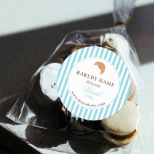 Preppy Blue Brown Stripes Bakery Logo Thank You