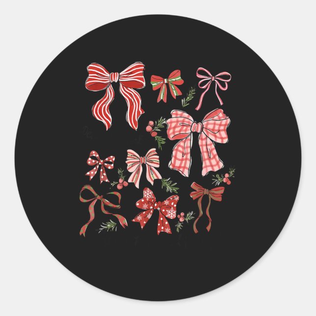 Sticker Rond Preppy Coquette Bow Deck The Halls With Bows And H (Devant)