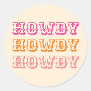 Sticker Rond Preppy Girly Howdy Hot Rose Orange