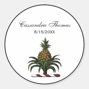 Sticker Rond Préppy Heraldic Crest couleur ananas RWT
