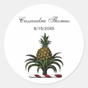 Sticker Rond Préppy Heraldic Crest couleur ananas RWT