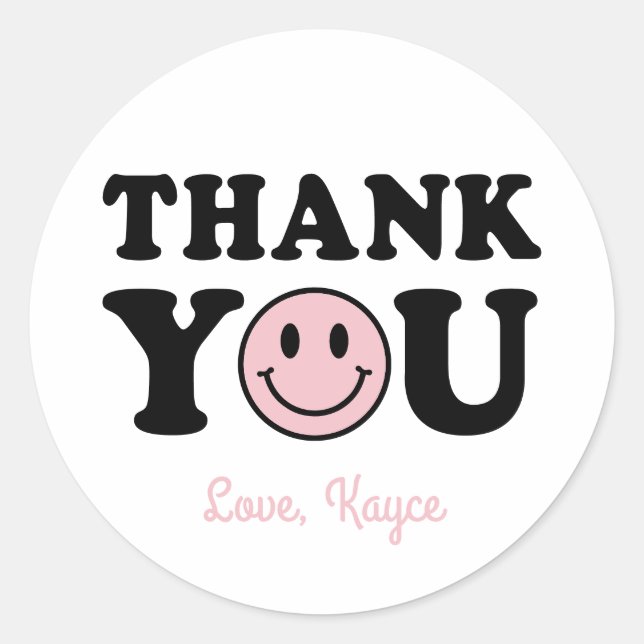 Sticker Rond Preppy Smile Un Cool Babe Merci (Devant)