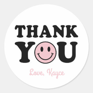 Sticker Rond Preppy Smile Un Cool Babe Merci