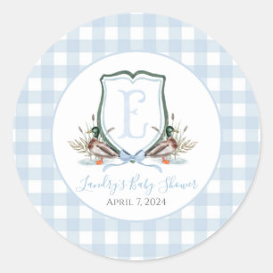 Sticker Rond Préppy Southern Blue Boy Duck Baby shower