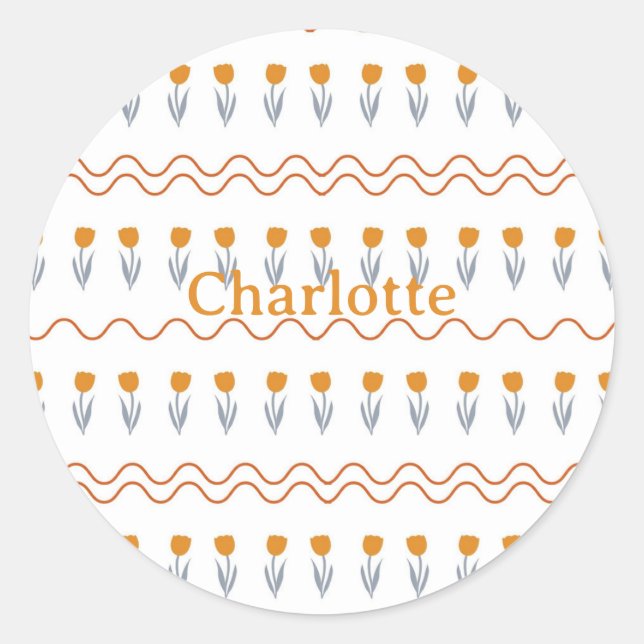 Sticker Rond Preppy Super Stripe Tulip Motif (Devant)