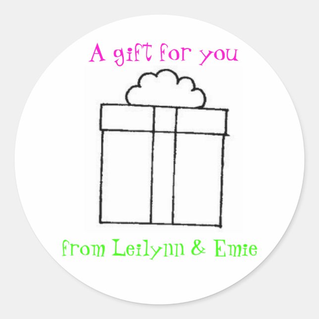 Sticker Rond présent, Un cadeau pour vous, de Leilynn & Emie (Devant)