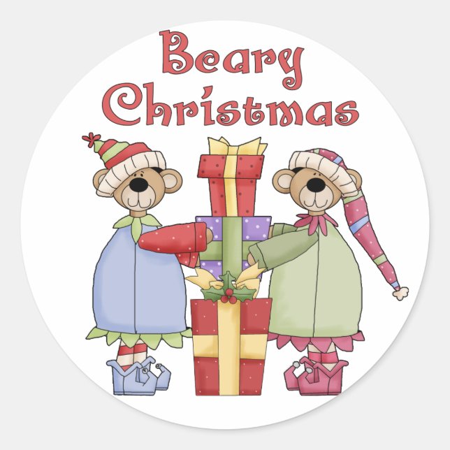 Sticker Rond Présentations de Noël de Beary (Devant)
