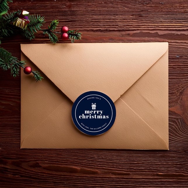 Sticker Rond Présenté Avec Une Bow Christmas Custom (Créateur téléchargé)