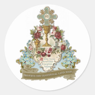 STICKER ROND PRÉSERVER LA MASSE TRADITIONNELLE LATINE CATHOLIQU