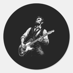 Sticker Rond Président Abraham Lincoln jouant de la guitare abe