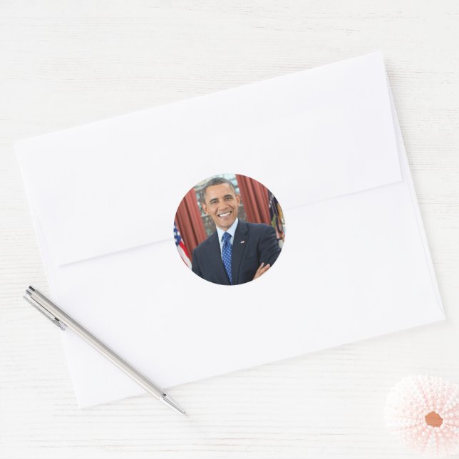 Sticker Rond Président Barack Obama 2ème mandat Portrait offici (Enveloppe)