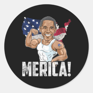 Sticker Rond Président Barack Obama 4 juillet Merica Drôle Pa