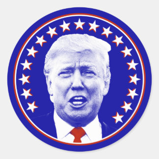 Sticker Rond Président Donald Trump en Blue