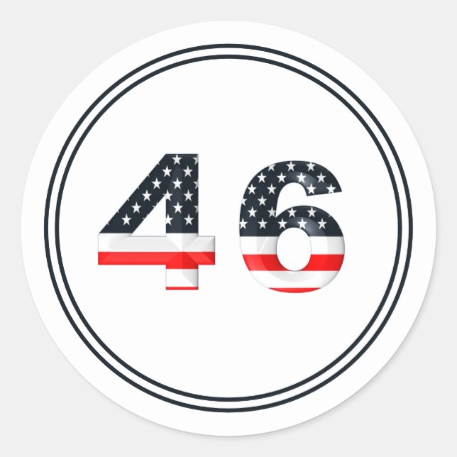 Sticker Rond Président Numéro 46 Drapeau Pro Biden (Devant)