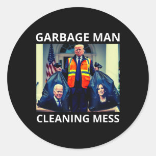 Sticker Rond Président Poubelle Homme Nettoyage Désordre Tee Tr