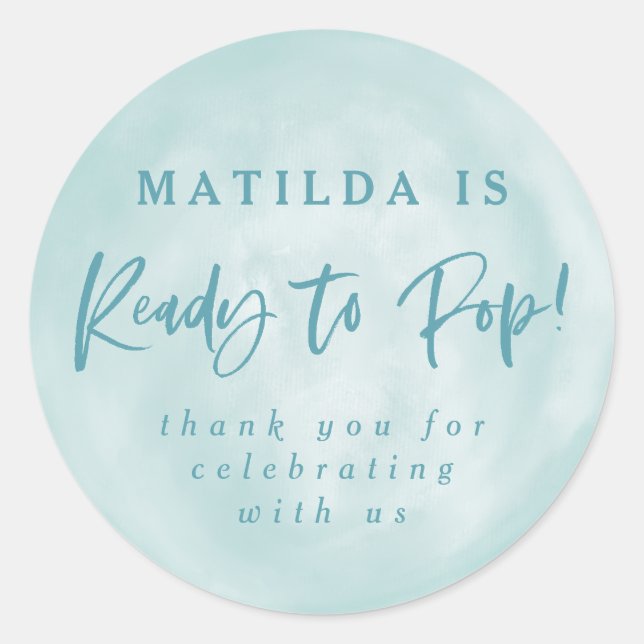 Sticker Rond Prêt à apparaître ! baby shower faveur merci autoc (Devant)