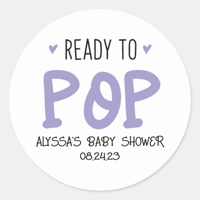 Sticker Rond Prêt À Appuyer Sur L'Autocollant Baby shower Viole (Devant)