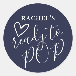 Sticker Rond Prêt à éclore Cœur mignon Garçon Baby Shower Bleu