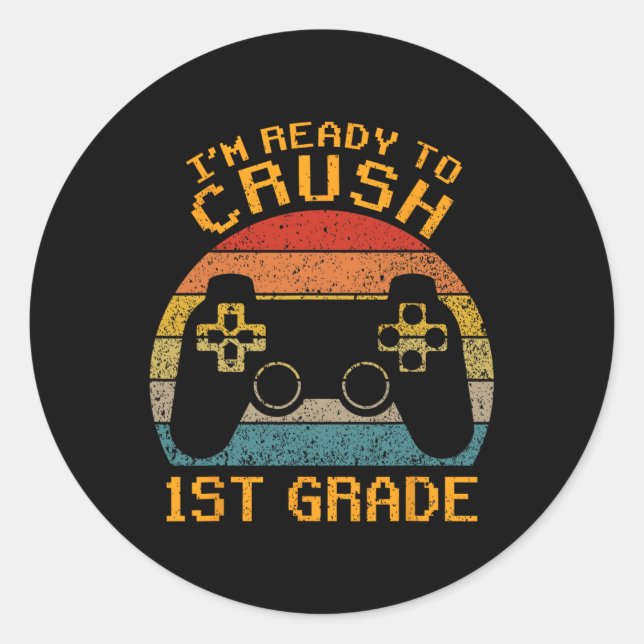 Sticker Rond Prêt À Écraser 1Ème Année Retour À L'École Vidéo J (Devant)