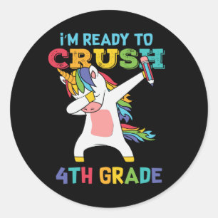 Sticker Rond Prêt à écraser la 4e année Licorne de rentrée scol