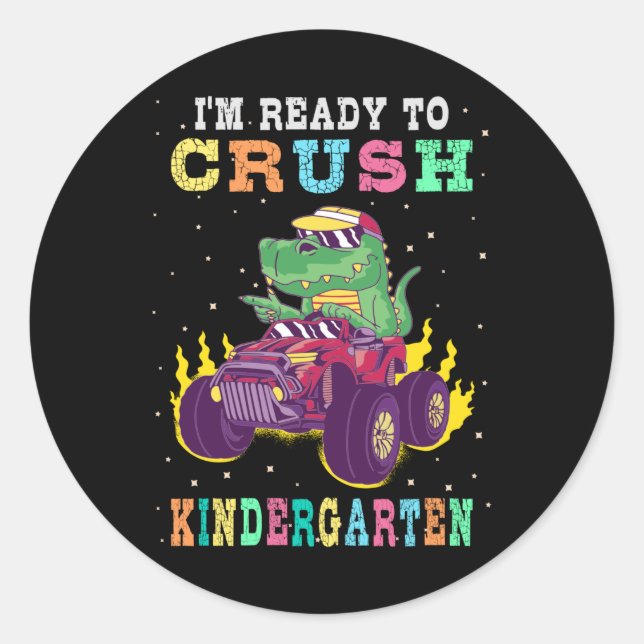 Sticker Rond Prêt à écraser la maternelle (Devant)