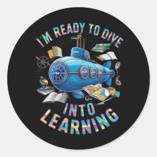 Sticker Rond Prêt À Plonger Dans L'Apprentissage De Retour Sous