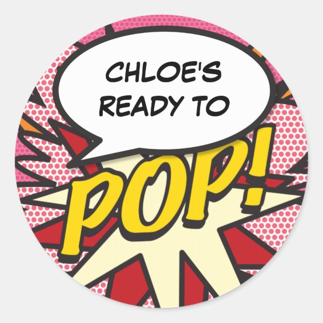 Sticker Rond Prêt à POP! Baby shower (Devant)