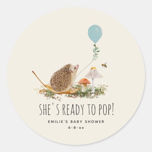Sticker Rond Prêt à pop Champignons Hérisson Boulon Garçon (Devant)