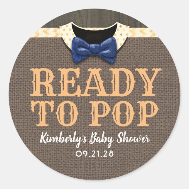 Sticker Rond Prêt À Pop Fun Baby shower Automne Faveurs (Devant)