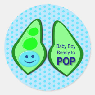 Sticker Rond Prêt pour la pop Baby Boy Pea Blue