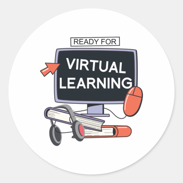 Sticker Rond Prêt pour l'apprentissage virtuel (Devant)